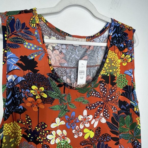 NWT Loft Women’sSleeveless Top SZ 24/26 Floral Hummingbird Boho Cottagecore - Picture 8 of 12